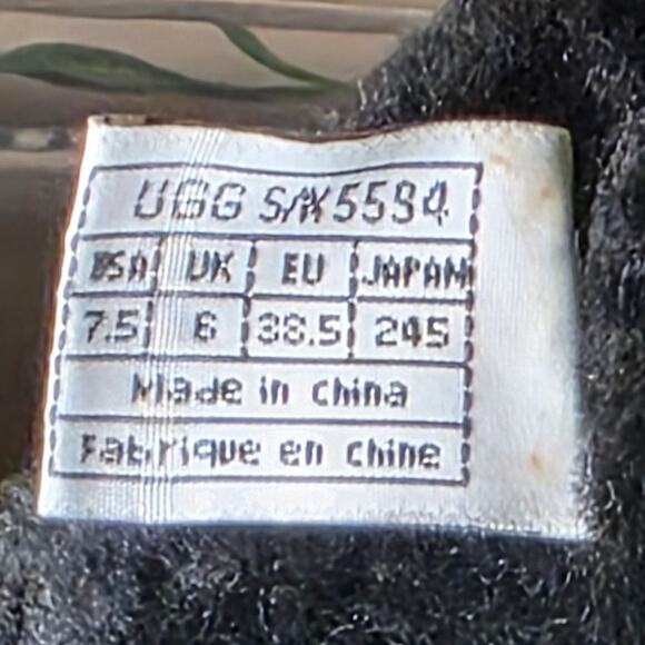 UGG Australia Black Leather & Suede Shearling Mid-Calf Boots Women’s 7.5 - Picture 5 of 11